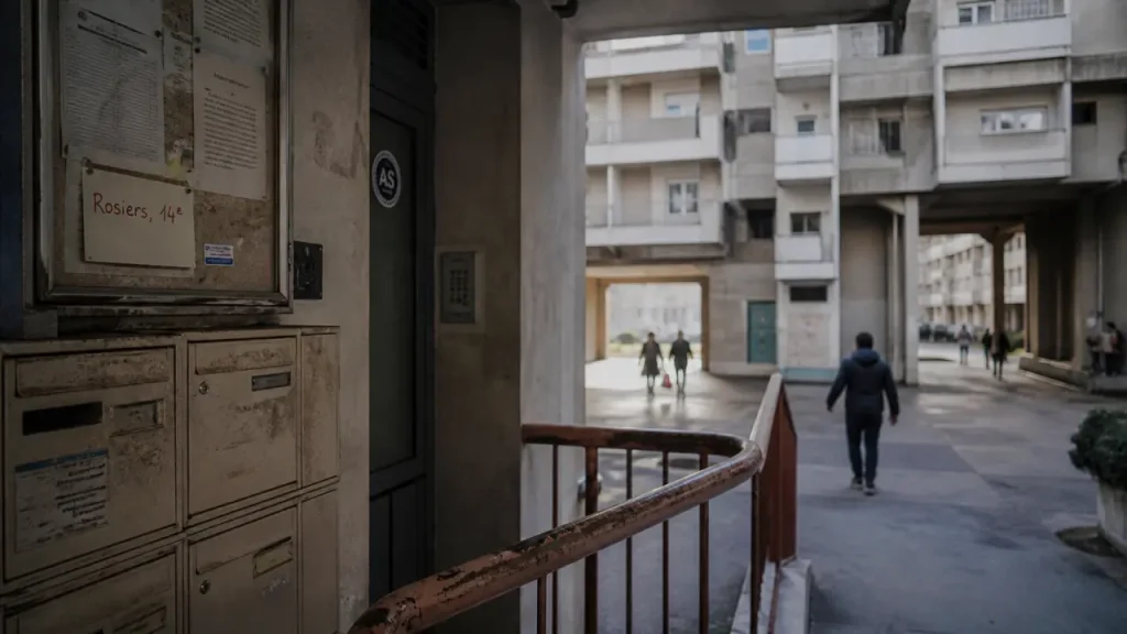 Les rosiers marseille : entrée d’immeuble, cour et boîtes aux lettres ternies