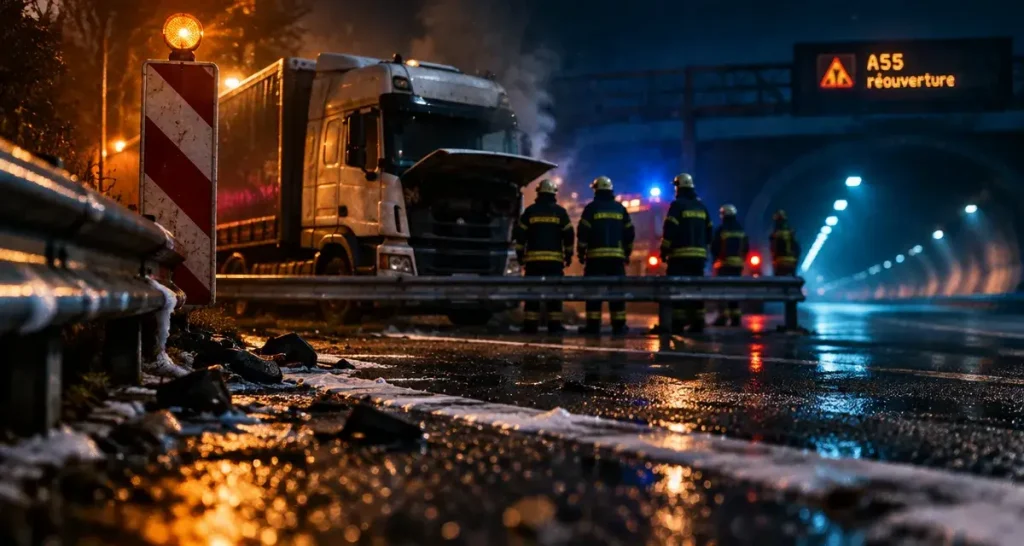 A55 : réouverture après l'incendie d'un poids lourd aux Pennes-Mirabeau