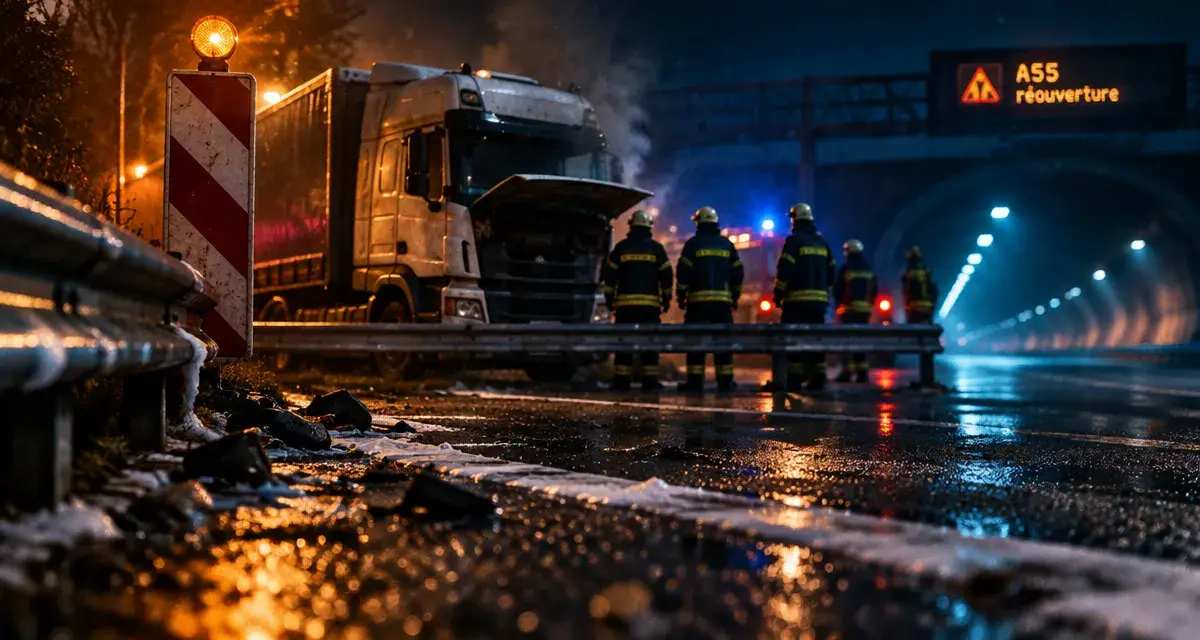 A55 : réouverture après l'incendie d'un poids lourd aux Pennes-Mirabeau