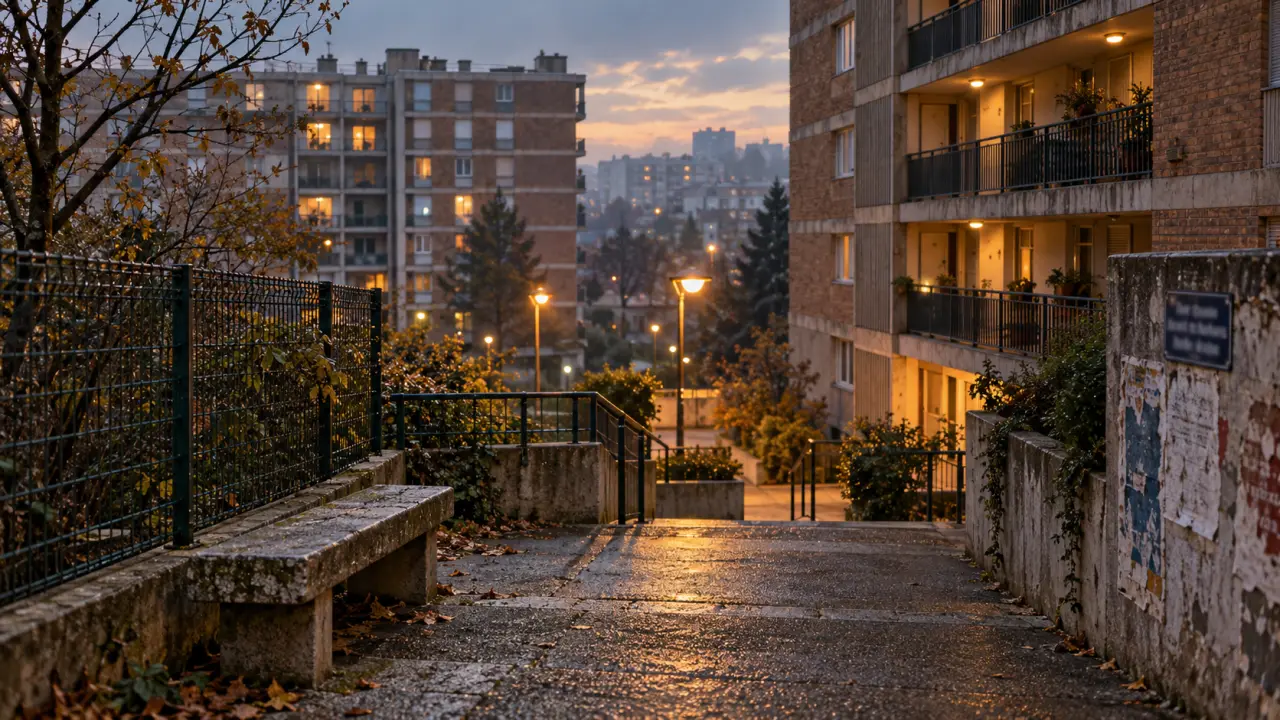 Cité la Castellane Marseille, allée et immeubles des années 1970