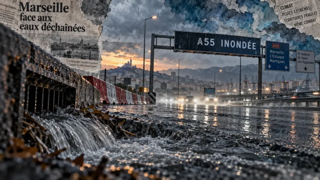 Intempéries : A55 inondée et transports perturbés à Marseille