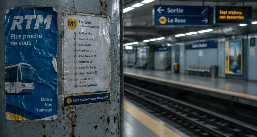 Métro M1 perturbé à Marseille : sept stations non desservies